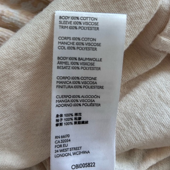 WE THE FREE Free People Jade Long Balloon Sleeve Pattern Print Top Ecru in Cream - Picture 8 of 17